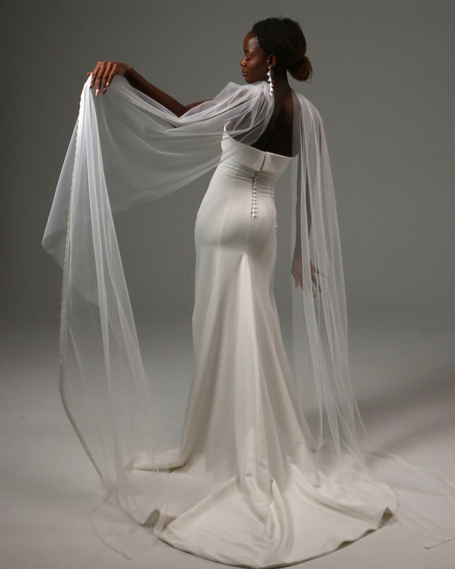 Lace Edge Bridal Scarf Veil Long Tulle Wedding Wrap