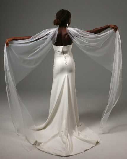 Lace Edge Bridal Scarf Veil Long Tulle Wedding Wrap