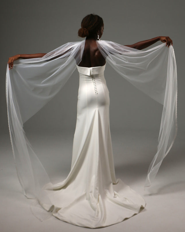 Lace Edge Bridal Scarf Veil Long Tulle Wedding Wrap