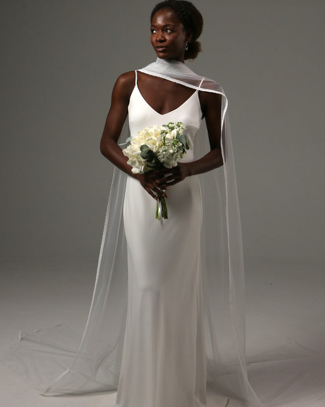 Lace Edge Bridal Scarf Veil Long Tulle Wedding Wrap