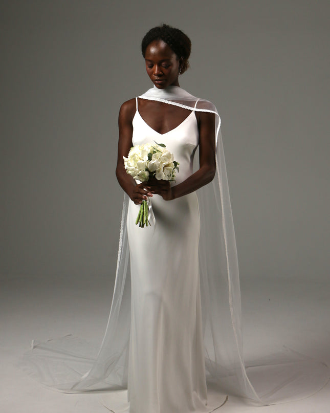 Lace Edge Bridal Scarf Veil Long Tulle Wedding Wrap