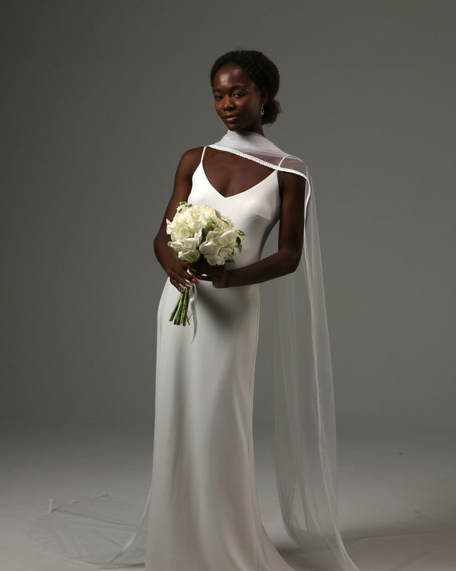 Lace Edge Bridal Scarf Veil Long Tulle Wedding Wrap
