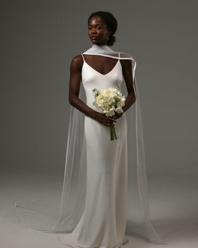 Lace Edge Bridal Scarf Veil Long Tulle Wedding Wrap
