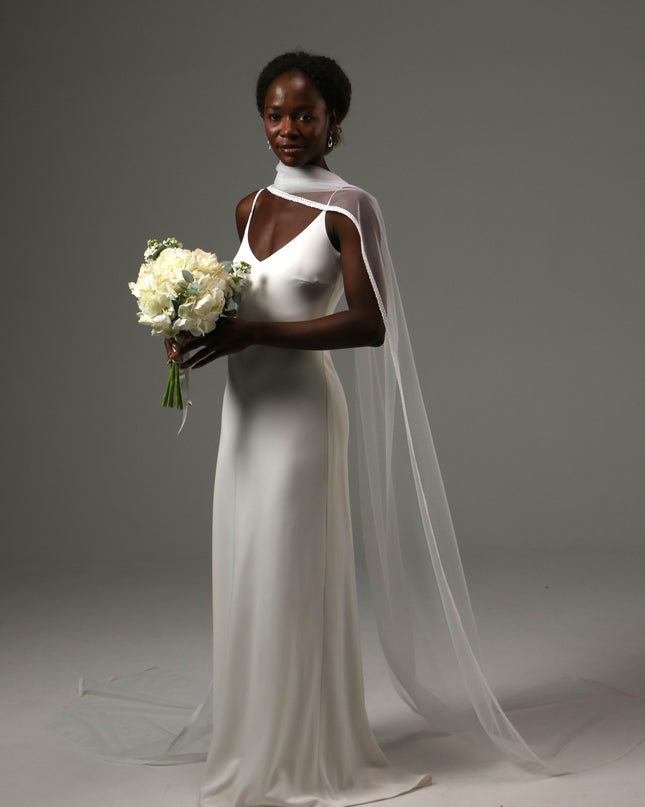 Lace Edge Bridal Scarf Veil Long Tulle Wedding Wrap