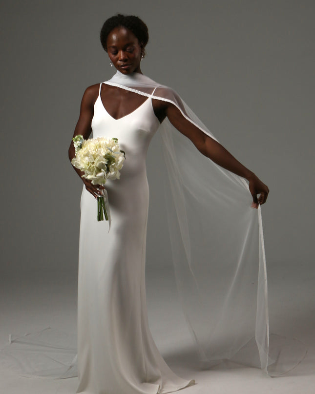 Lace Edge Bridal Scarf Veil Long Tulle Wedding Wrap