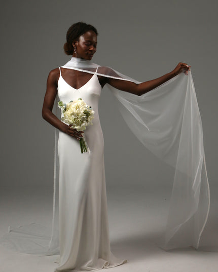 Lace Edge Bridal Scarf Veil Long Tulle Wedding Wrap