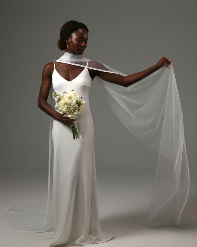 Lace Edge Bridal Scarf Veil Long Tulle Wedding Wrap