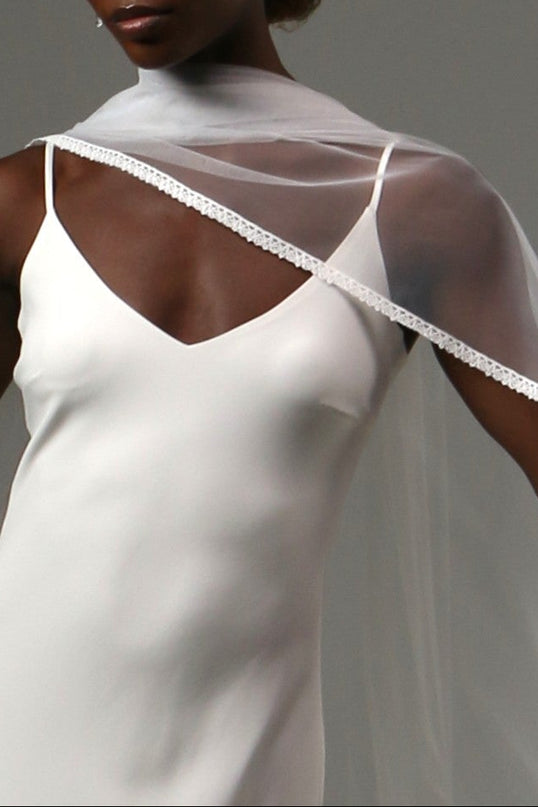 Lace Edge Bridal Scarf Veil Long Tulle Wedding Wrap