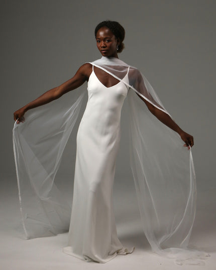 Lace Edge Bridal Scarf Veil Long Tulle Wedding Wrap