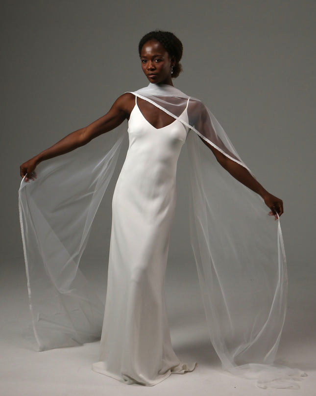 Lace Edge Bridal Scarf Veil Long Tulle Wedding Wrap