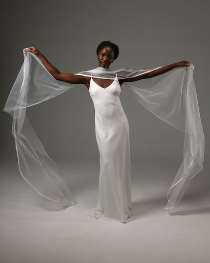 Lace Edge Bridal Scarf Veil Long Tulle Wedding Wrap