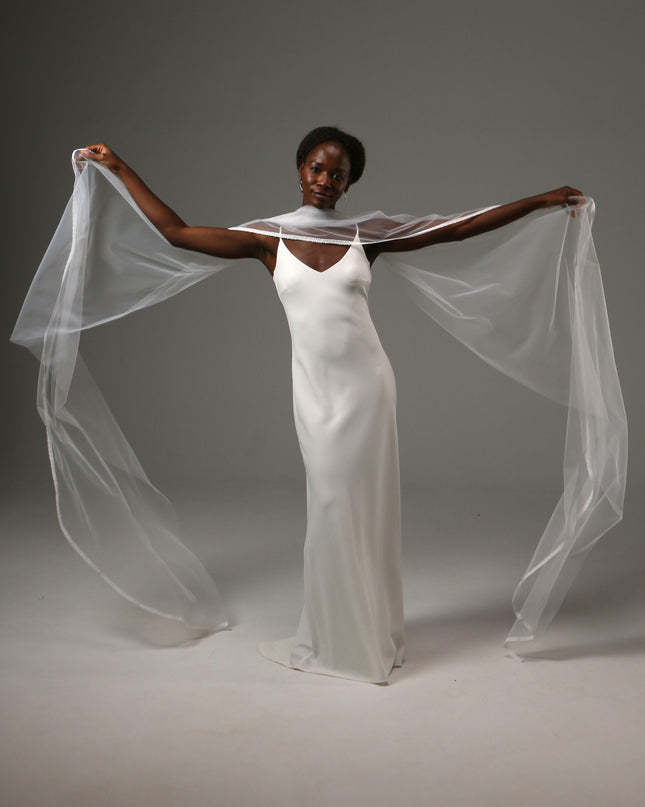 Lace Edge Bridal Scarf Veil Long Tulle Wedding Wrap
