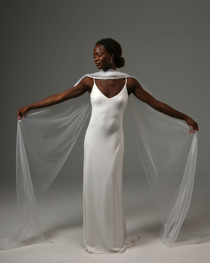 Lace Edge Bridal Scarf Veil Long Tulle Wedding Wrap
