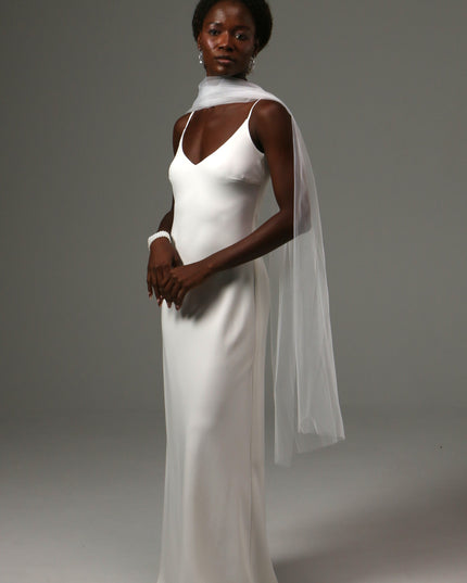 Lace Edge Bridal Scarf Veil Long Tulle Wedding Scarf