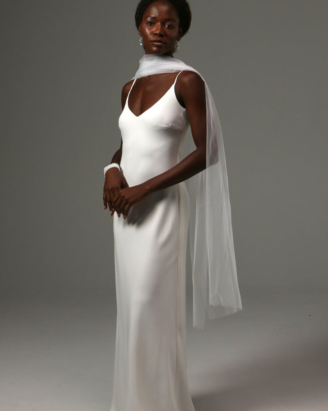 Lace Edge Bridal Scarf Veil Long Tulle Wedding Scarf