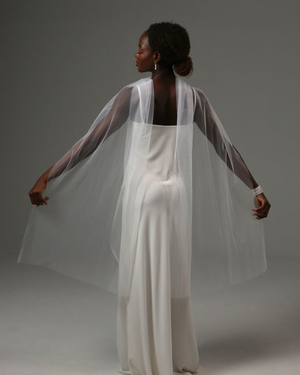 Lace Edge Bridal Scarf Veil Long Tulle Wedding Scarf
