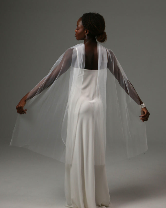 Lace Edge Bridal Scarf Veil Long Tulle Wedding Scarf