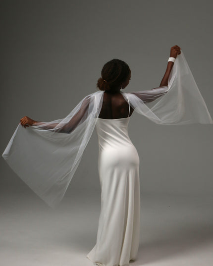 Lace Edge Bridal Scarf Veil Long Tulle Wedding Scarf