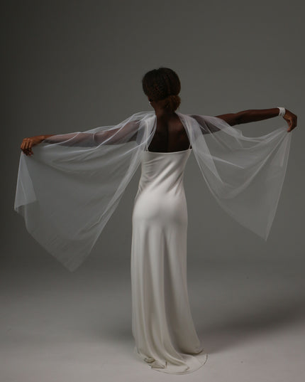 Lace Edge Bridal Scarf Veil Long Tulle Wedding Scarf