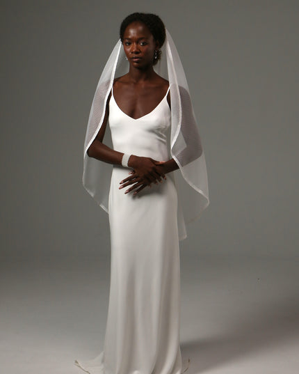 Dotted Lace Edge Fingertip Wedding Veil Soft Tulle Veil