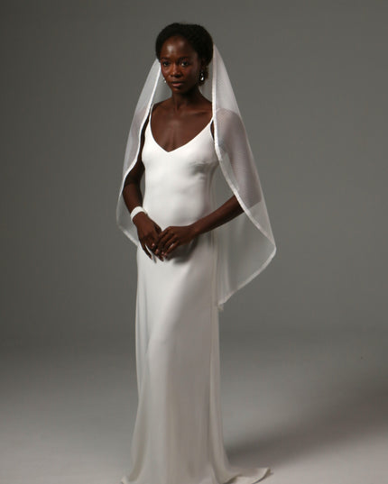 Dotted Lace Edge Fingertip Wedding Veil Soft Tulle Veil