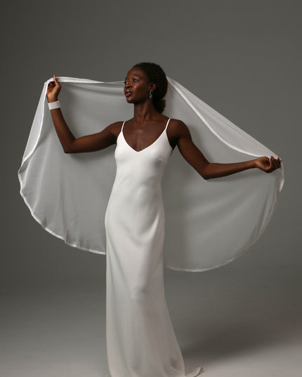 Dotted Lace Edge Fingertip Wedding Veil Soft Tulle Veil