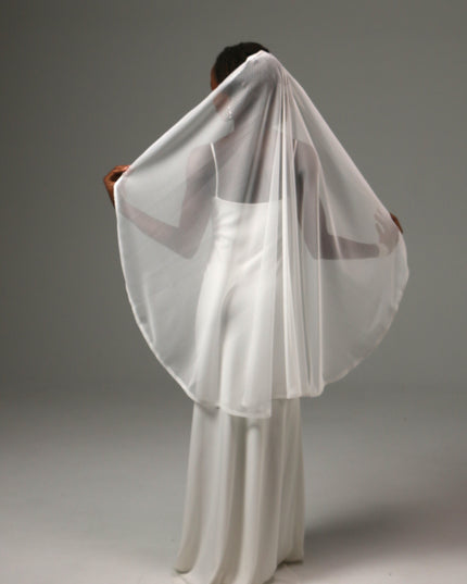 Dotted Lace Edge Fingertip Wedding Veil Soft Tulle Veil