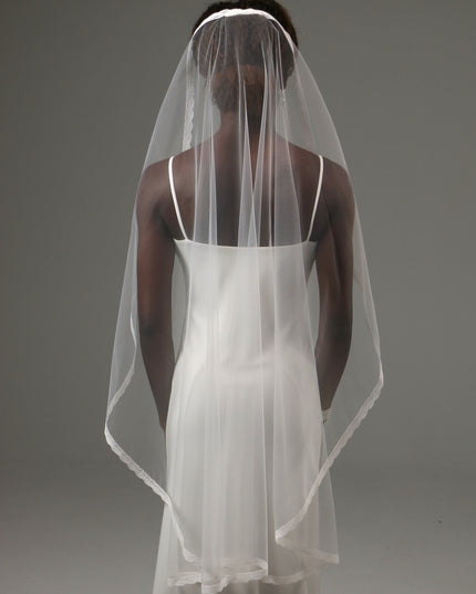 Lace Edge Fingertip Wedding Veil Soft Tulle Bridal Veil
