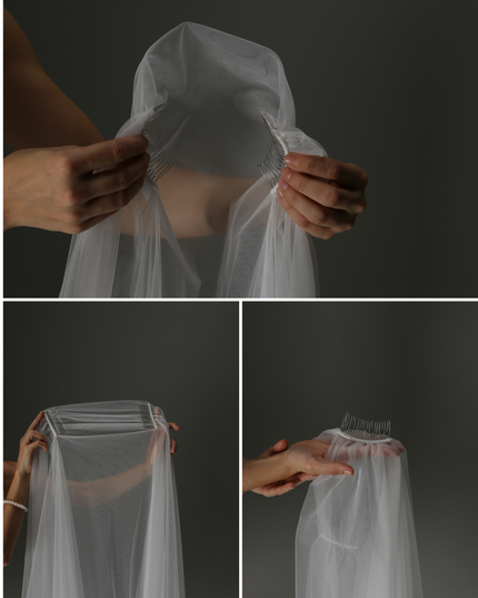 Juliet Cap Wedding Veil – Two Tier Cascade Style with Floral Appliqué in Soft Tulle