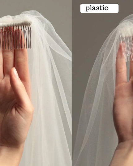 Pearl Cathedral Wedding Veil – Two Tier Soft Tulle Bridal Veil
