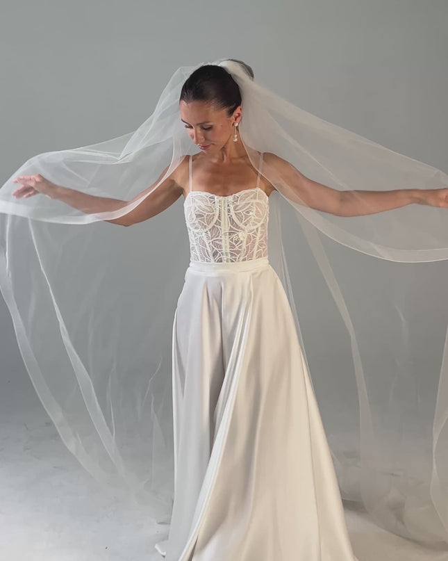 Handmade Horsehair Trim Wedding Veil | Soft Italian Tulle, One Tier