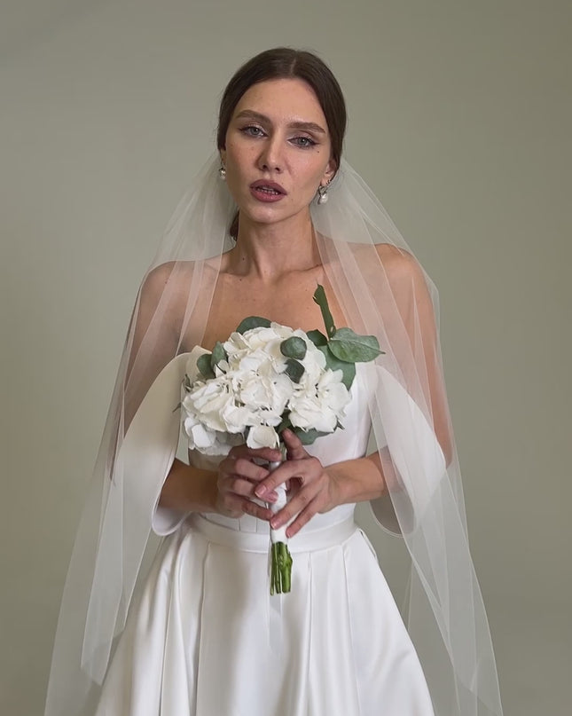 Single Layer Soft Simple Wedding Veil, Plain Bridal Veil, One Tier Soft Wedding Veil