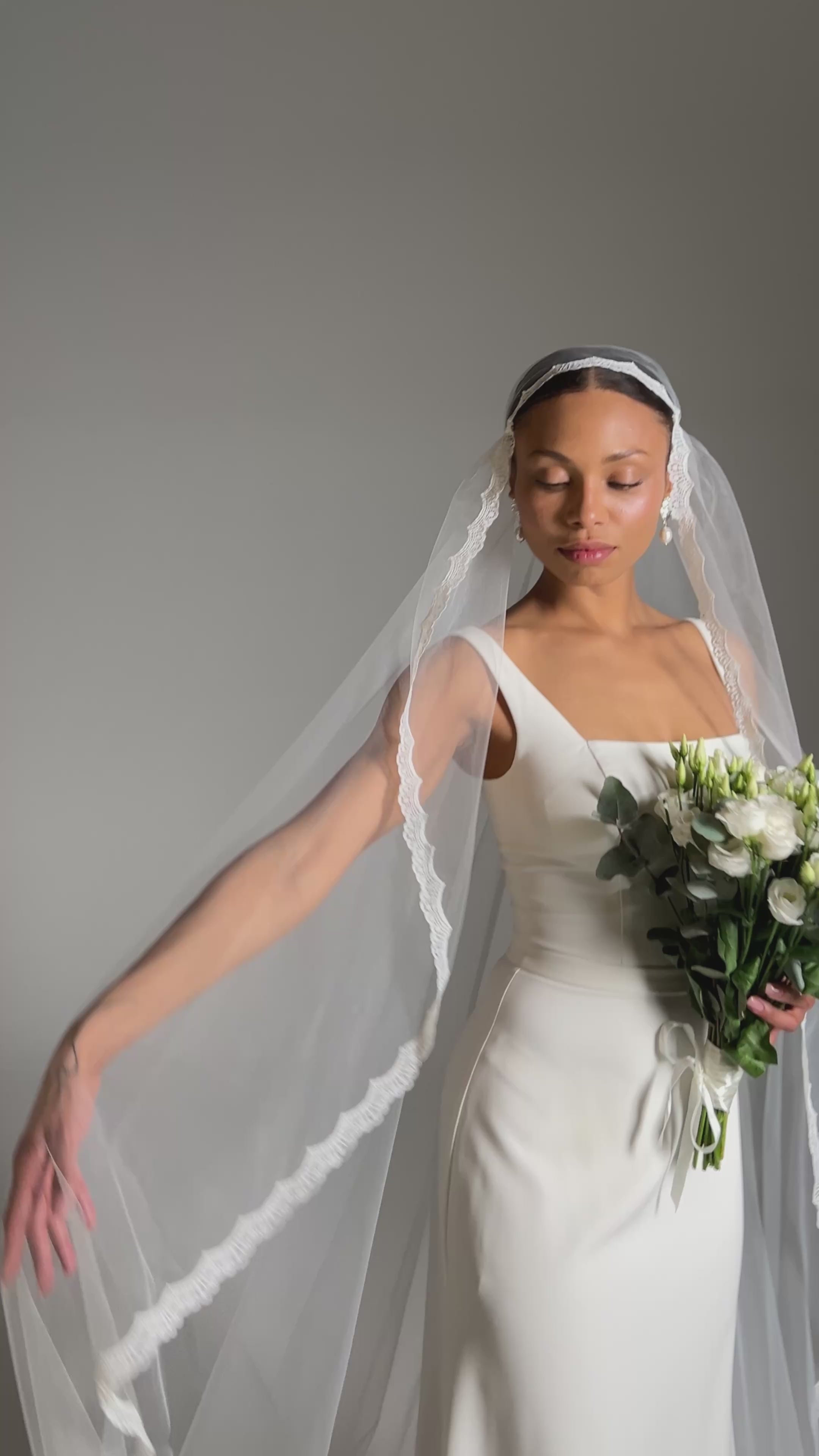 Juliet Cap Cathedral Veil – Lace Edge Soft Tulle Veil – TatianaBride