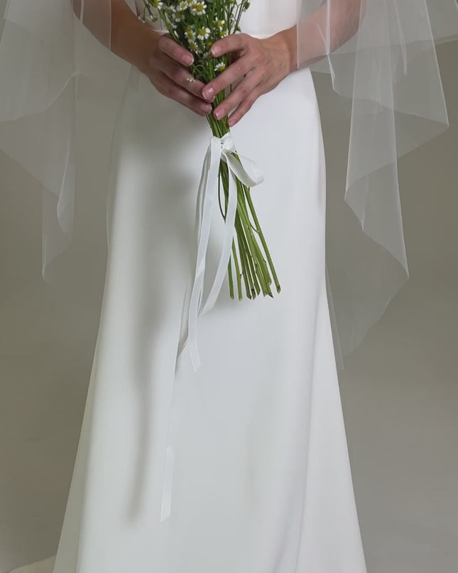 Two Tier White Wedding Veil – Soft Tulle Classic Bridal Veil