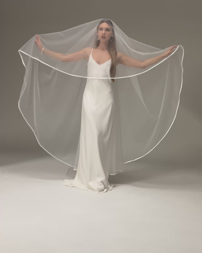 Boho Juliet Cap Veil – Two Tier Vintage Style Soft Tulle with Satin Ribbon Trim